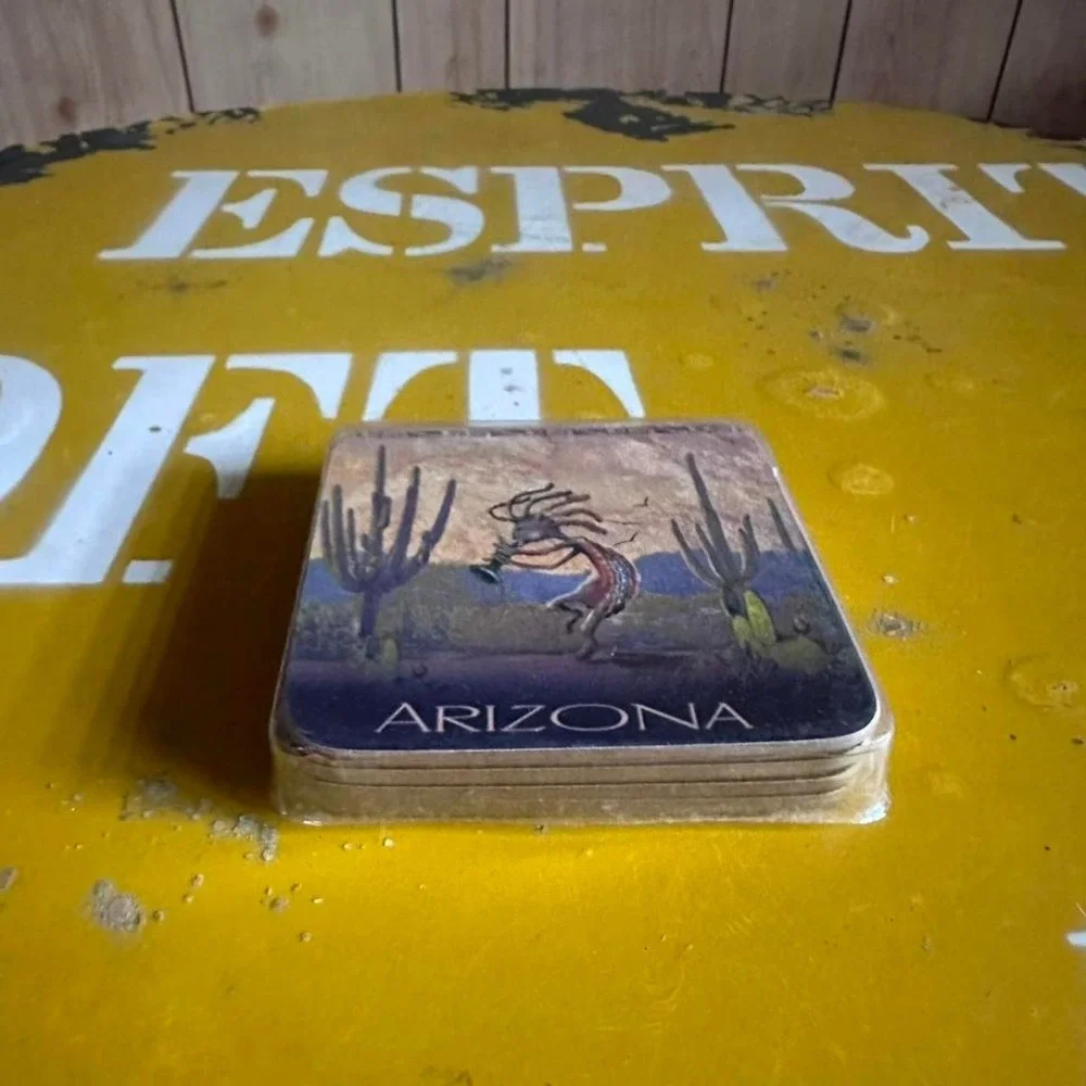 Vintage Arizona‎ Kokopelli Coaster Set Southwestern Desert Art Square Tiles